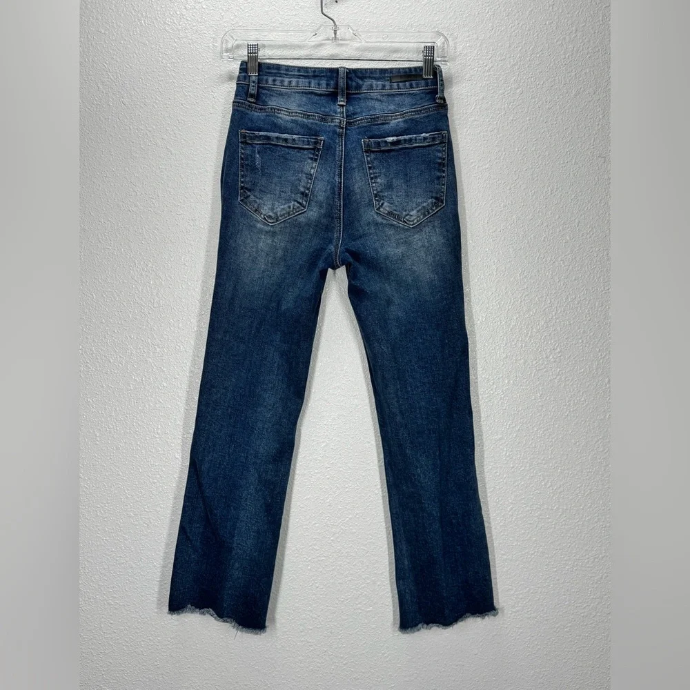 RISEN Medium Wash 26/3 Slight Distress Raw Hem Straight Leg RDP1085 Ankle - Picture 2 of 8